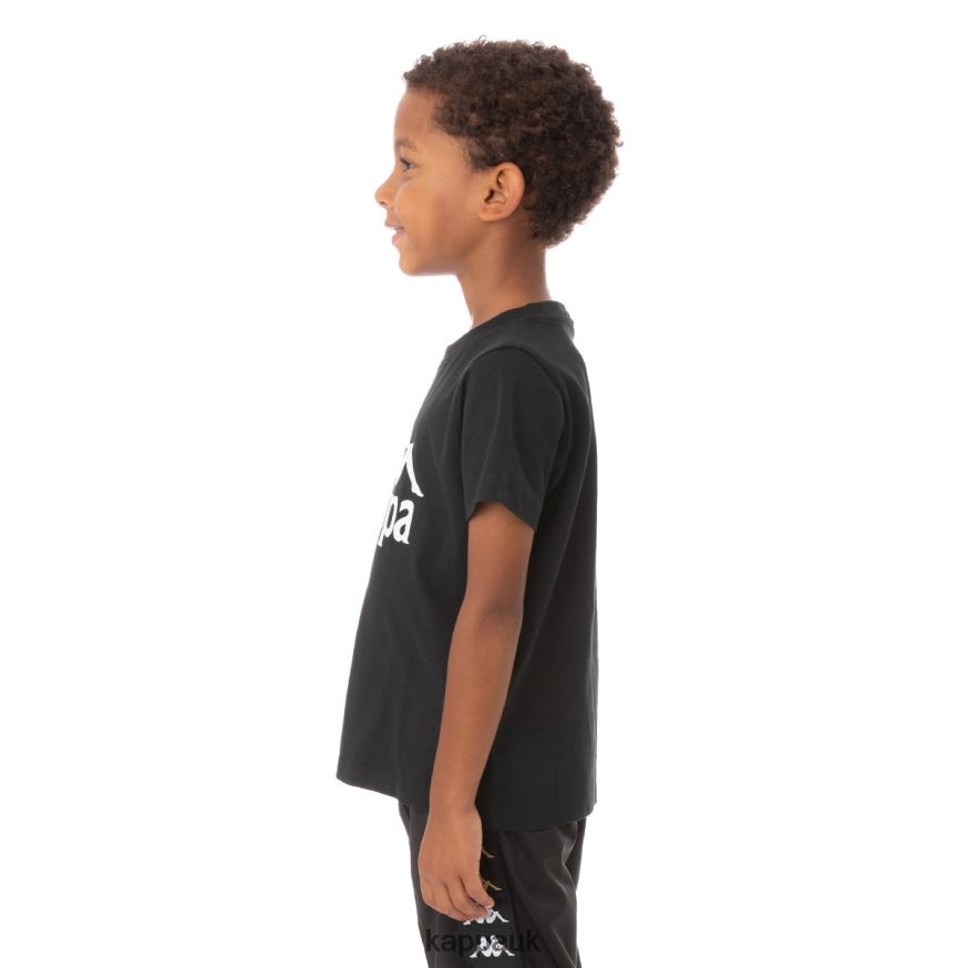 Kappa Kids Authentic Estessi T-Shirt Black 408H4N669 - Kappa Tracksuit UK