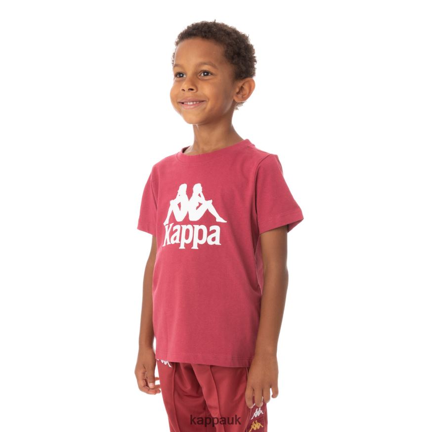 Kappa Kids Authentic Estessi T-Shirt Burgundy 408H4N762 - Kappa Tracksuit UK
