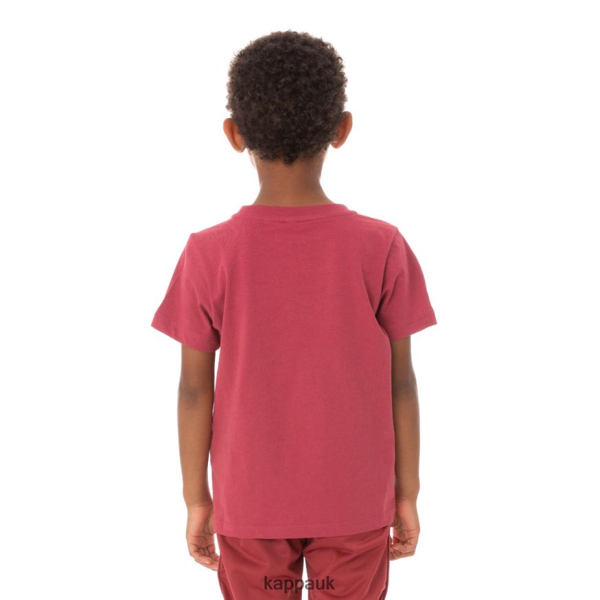 Kappa Kids Authentic Estessi T-Shirt Burgundy 408H4N762 - Kappa Tracksuit UK