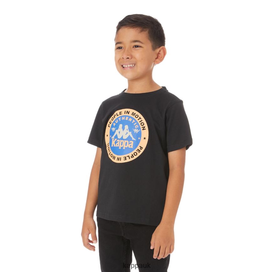 Kappa Kids Authentic Franeker T-Shirt Black 408H4N773 - Kappa Trainers UK