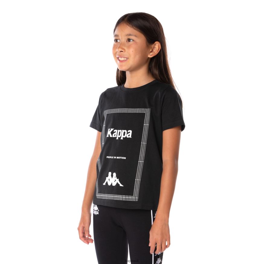 Kappa Kids Authentic Graphik Graphy T-Shirt Black Smoke 408H4N665 - Kappa Trainers UK