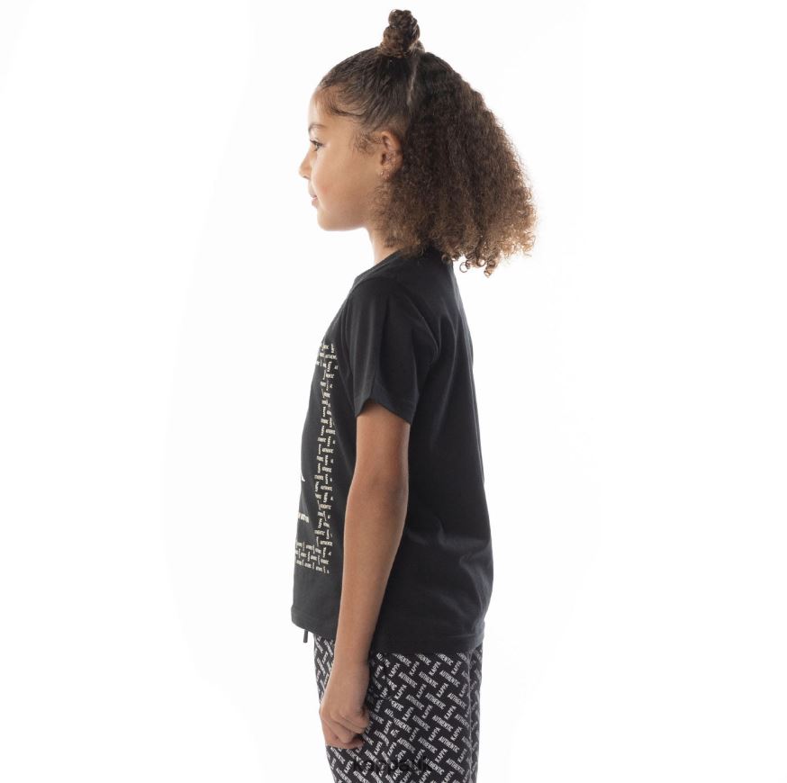 Kappa Kids Authentic Graphy T-Shirt Black Smoke Sand 408H4N687 - Kappa Tracksuit UK