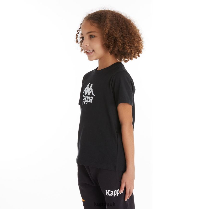 Kappa Kids Authentic Molongio T-Shirt Black Smoke Light Orange 408H4N721 - Kappa UK
