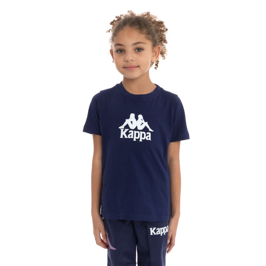 Kappa Kids Authentic Molongio T-Shirt Navy Violet 408H4N720 - Kappa Tracksuit UK