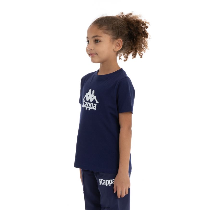 Kappa Kids Authentic Molongio T-Shirt Navy Violet 408H4N720 - Kappa Tracksuit UK