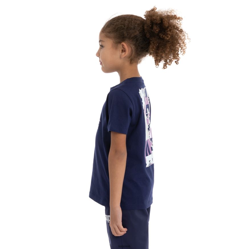 Kappa Kids Authentic Molongio T-Shirt Navy Violet 408H4N720 - Kappa Tracksuit UK
