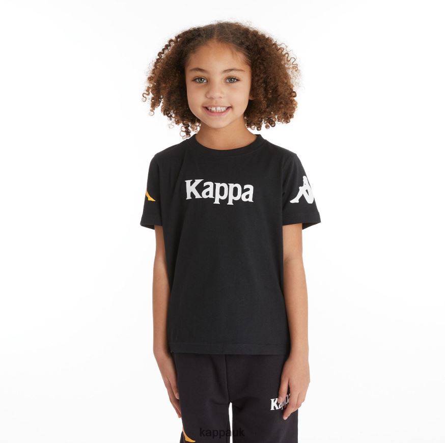 Kappa Kids Authentic Paroo T-Shirt Black Smoke 408H4N726 - Kappa Tracksuit UK