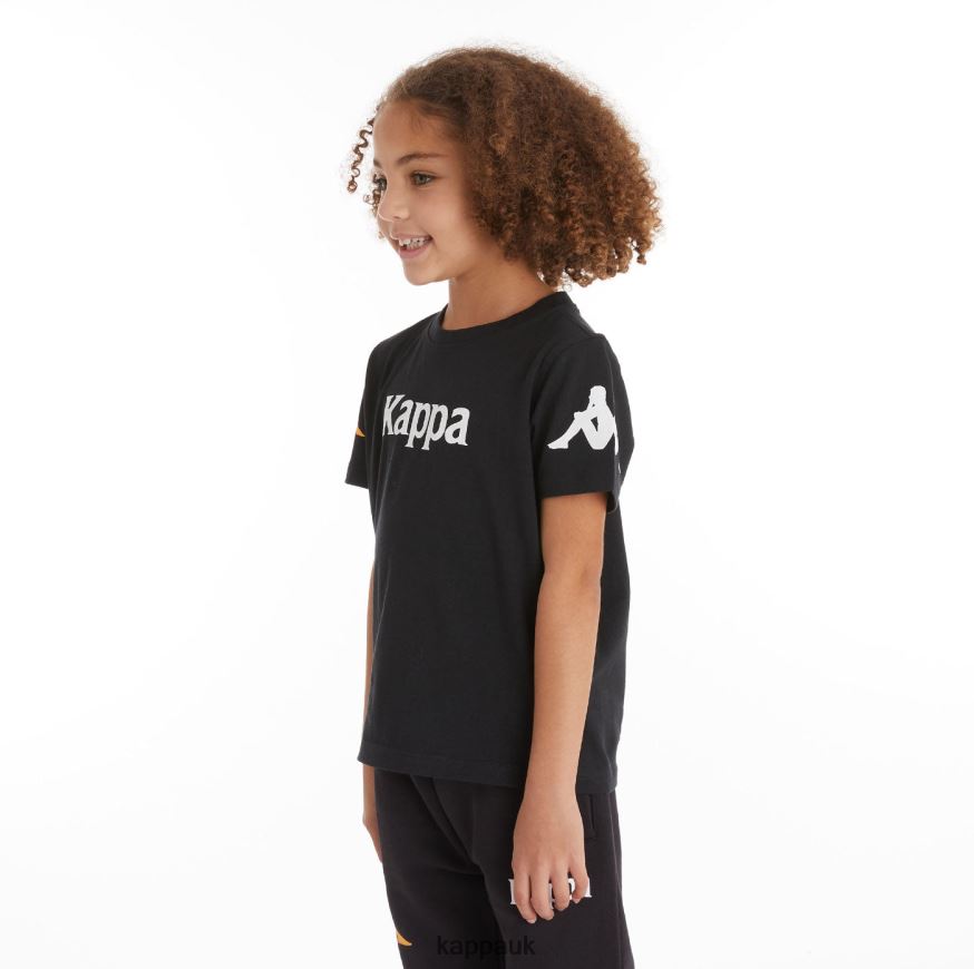 Kappa Kids Authentic Paroo T-Shirt Black Smoke 408H4N726 - Kappa Tracksuit UK