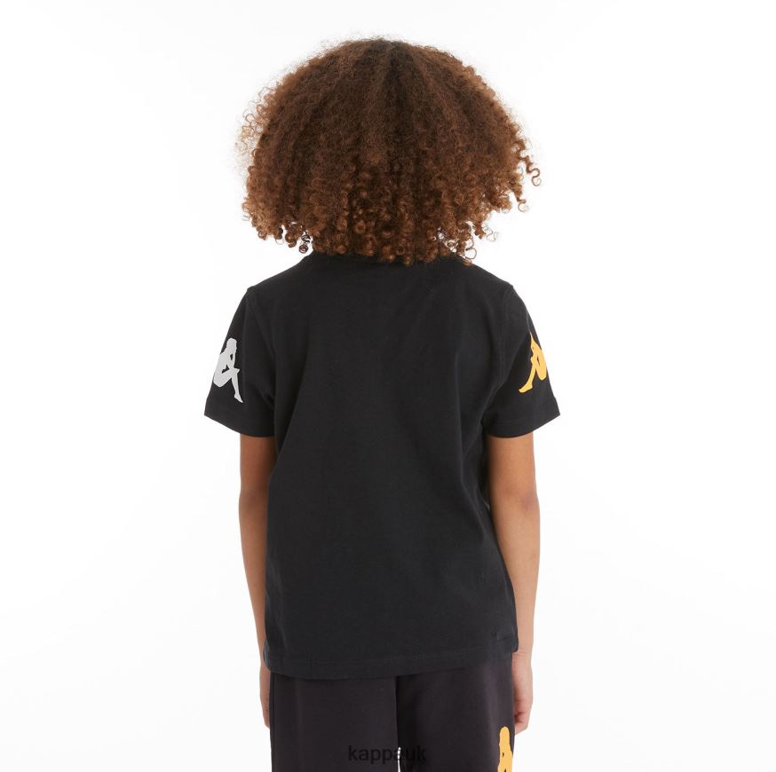 Kappa Kids Authentic Paroo T-Shirt Black Smoke 408H4N726 - Kappa Tracksuit UK