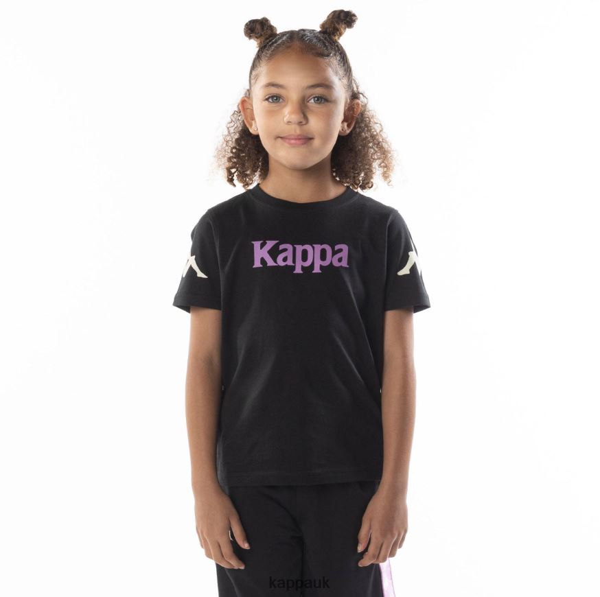 Kappa Kids Authentic Paroo T-Shirt Black Smoke Violet 408H4N690 - Kappa Tracksuit UK