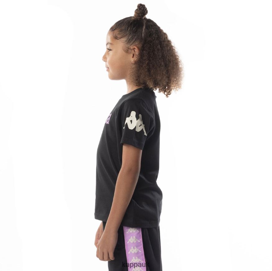 Kappa Kids Authentic Paroo T-Shirt Black Smoke Violet 408H4N690 - Kappa Tracksuit UK