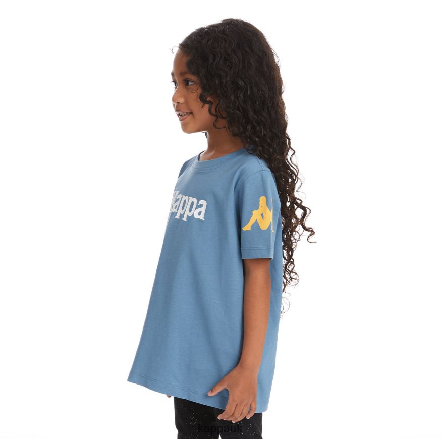 Kappa Kids Authentic Paroo T-Shirt Light Blue 408H4N756 - Kappa Tracksuit UK