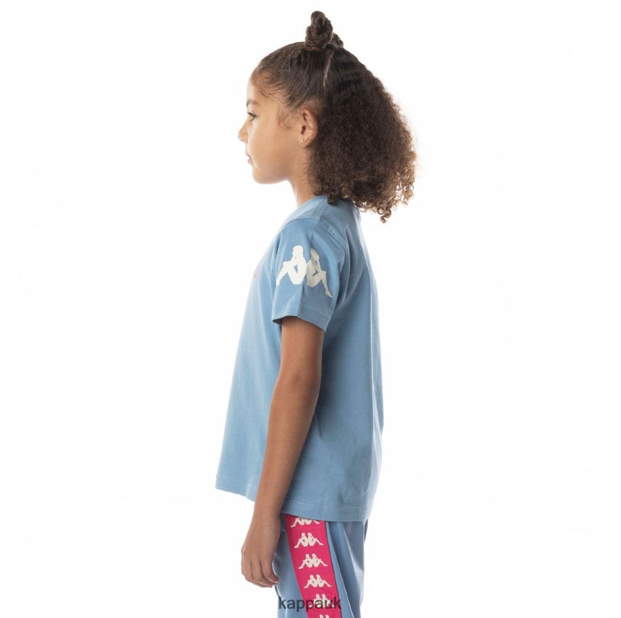 Kappa Kids Authentic Paroo T-Shirt Light Blue Pink 408H4N688 - Kappa UK