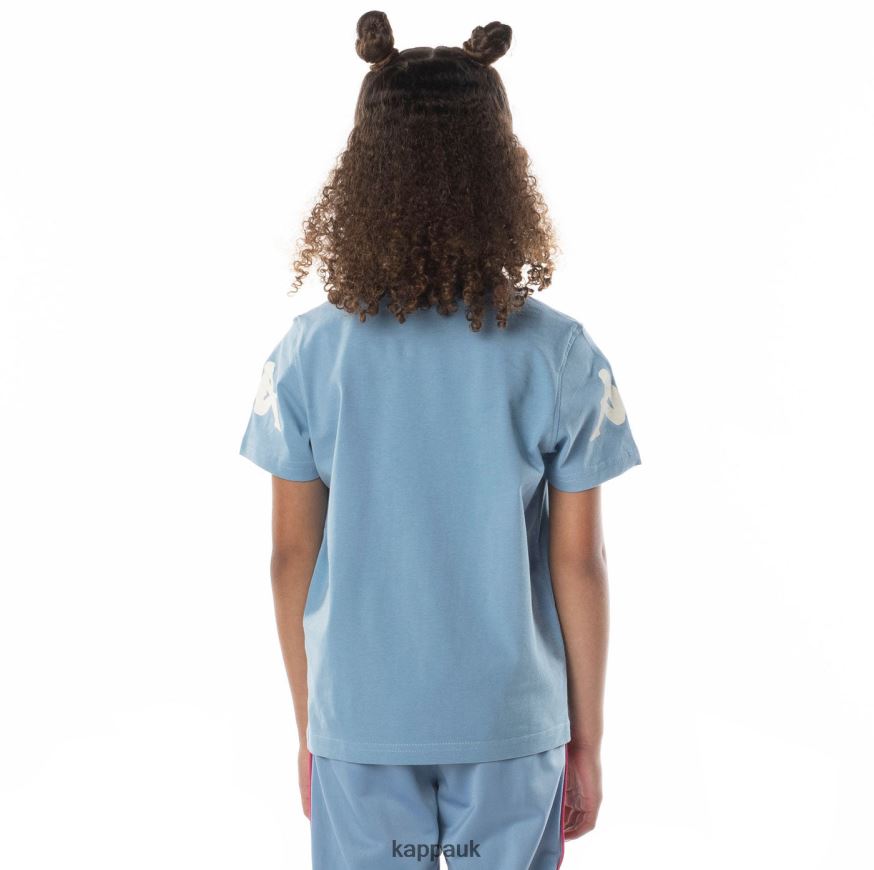 Kappa Kids Authentic Paroo T-Shirt Light Blue Pink 408H4N688 - Kappa UK