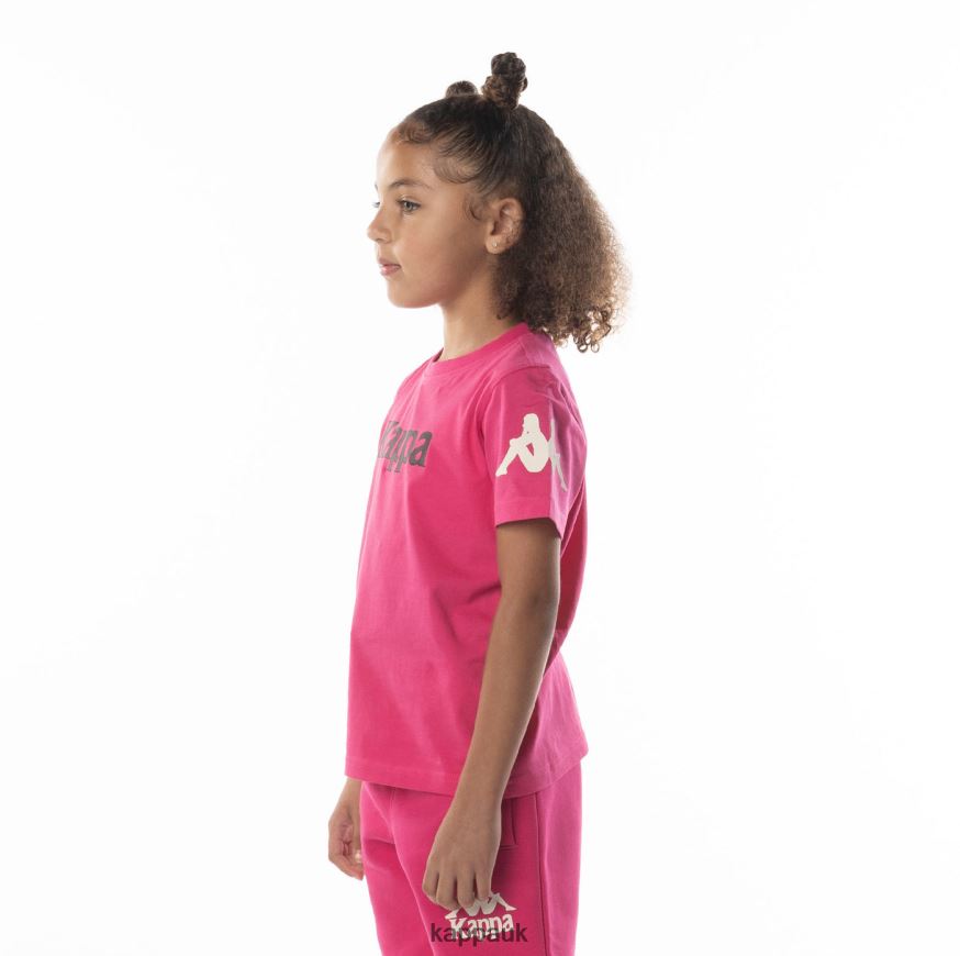 Kappa Kids Authentic Paroo T-Shirt Pink Black 408H4N689 - Kappa Trainers UK