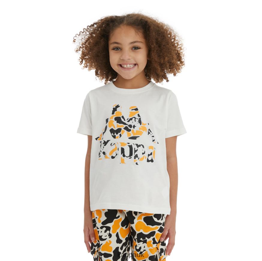 Kappa Kids Authentic Phullo T-Shirt Black Smoke Light Orange 408H4N718 - Kappa UK