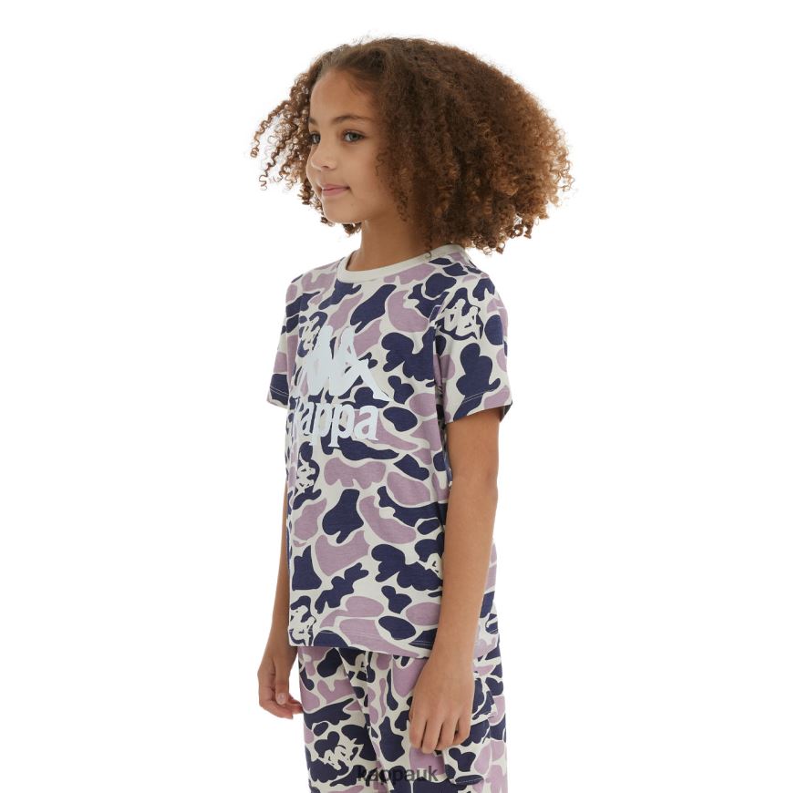 Kappa Kids Authentic Pyllo T-Shirt Navy Violet 408H4N723 - Kappa Tracksuit UK