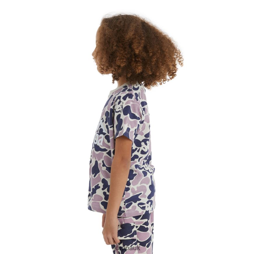 Kappa Kids Authentic Pyllo T-Shirt Navy Violet 408H4N723 - Kappa Tracksuit UK