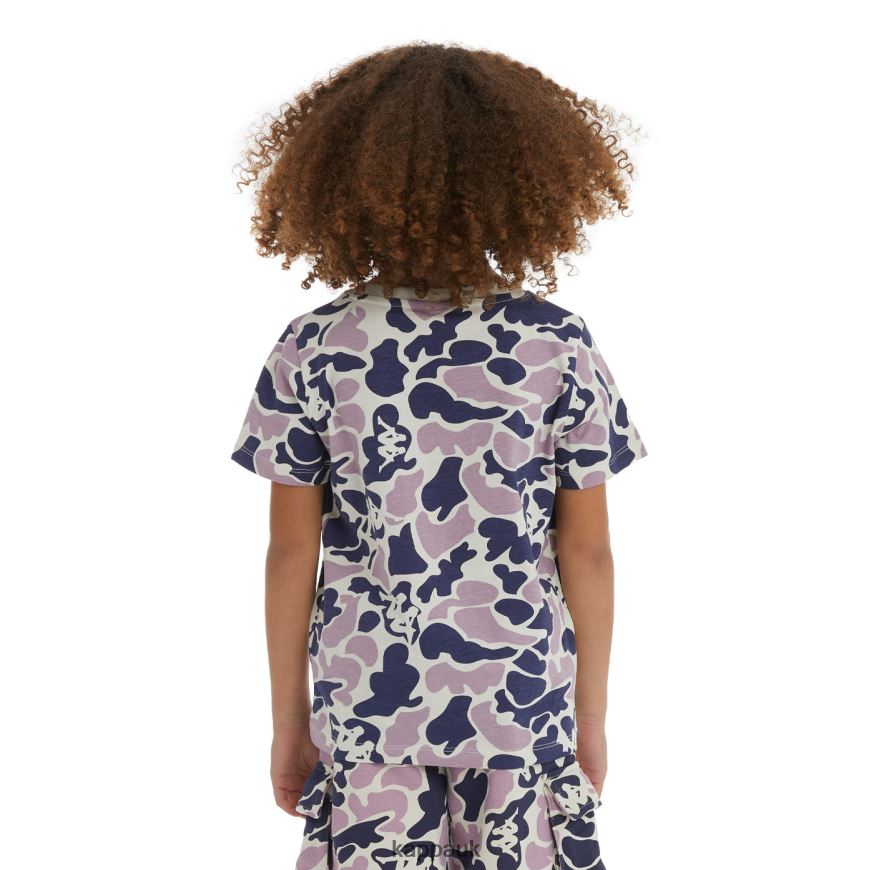Kappa Kids Authentic Pyllo T-Shirt Navy Violet 408H4N723 - Kappa Tracksuit UK