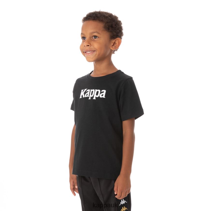 Kappa Kids Authentic Runis T-Shirt Black Smoke 408H4N759 - Kappa Tracksuit UK