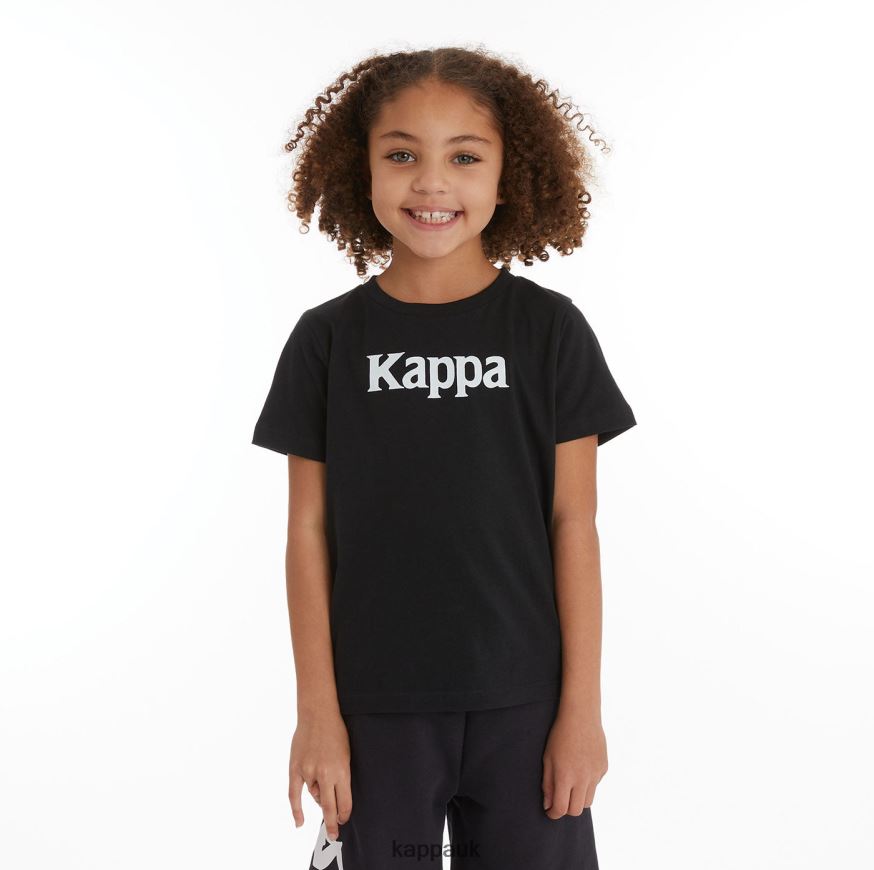 Kappa Kids Authentic Runis T-Shirt Black Smoke Light Orange 408H4N729 - Kappa Tracksuit UK