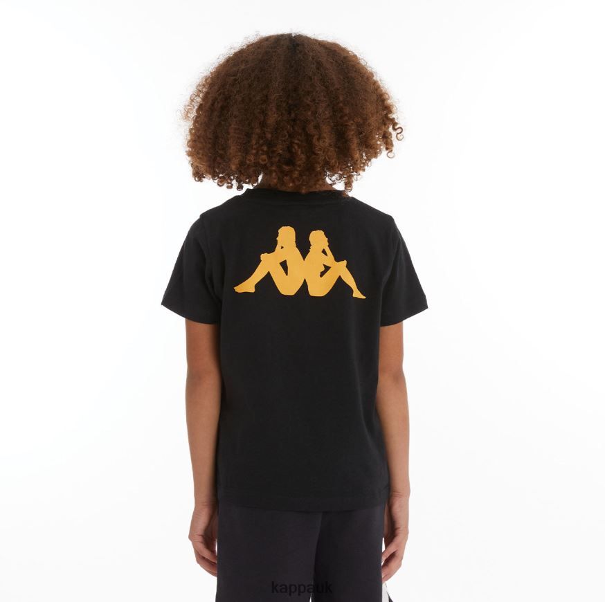 Kappa Kids Authentic Runis T-Shirt Black Smoke Light Orange 408H4N729 - Kappa Tracksuit UK