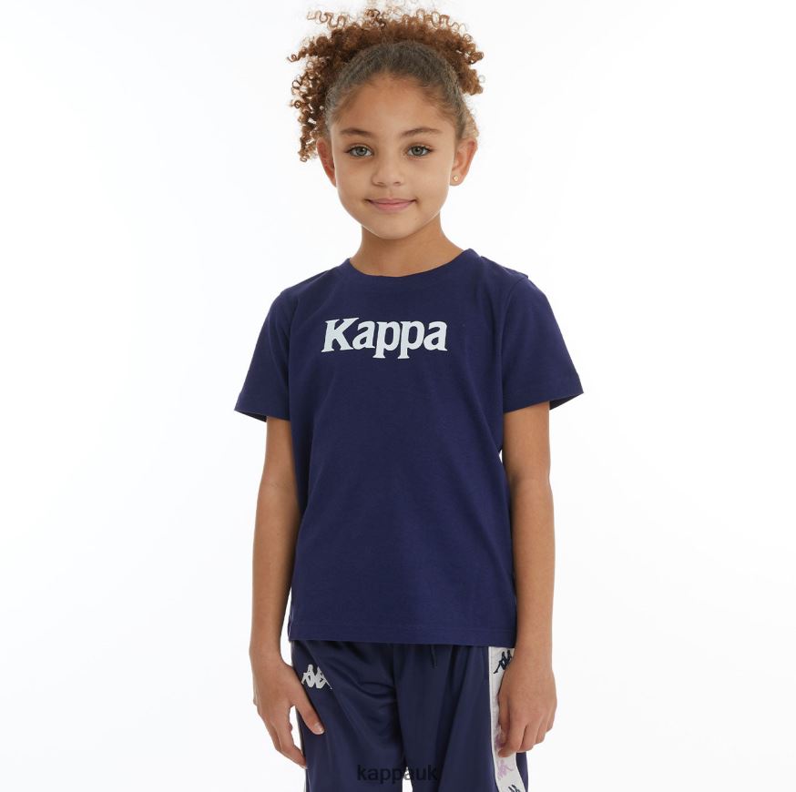 Kappa Kids Authentic Runis T-Shirt navy white 408H4N728 - Kappa Trainers UK