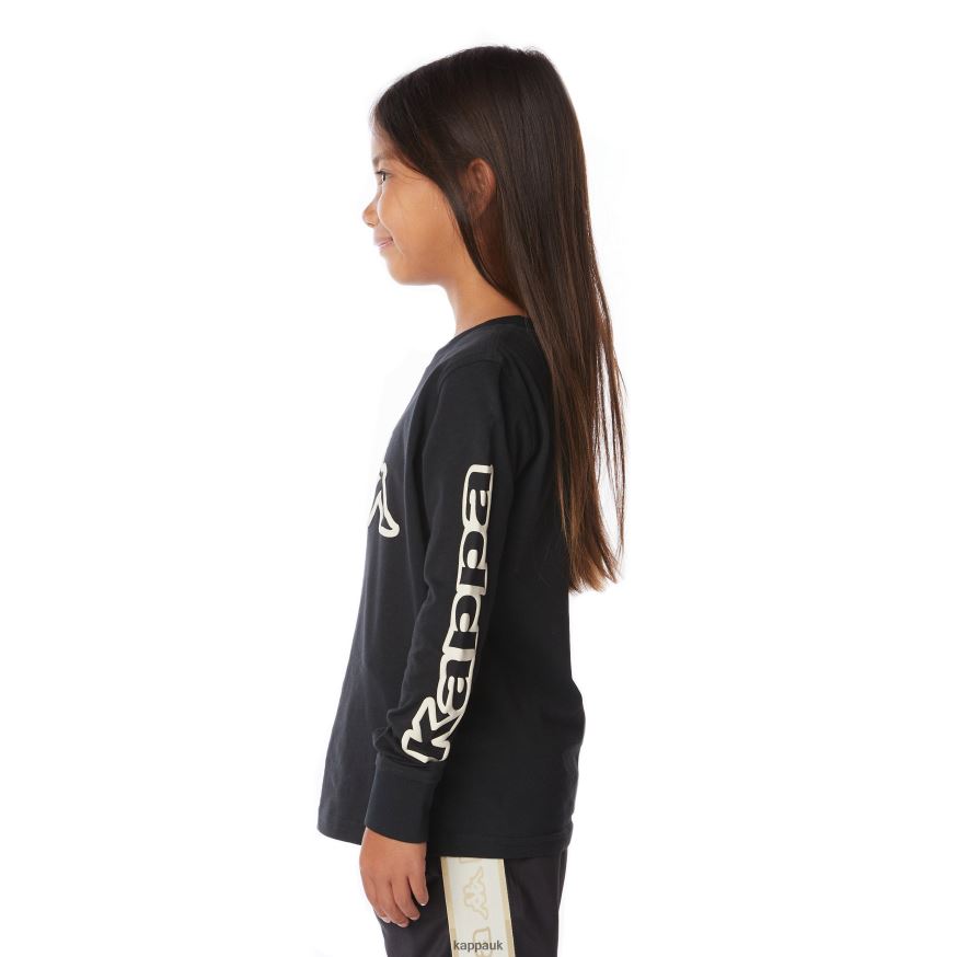 Kappa Kids Logo Aby T-Shirt Black Smoke 408H4N656 - Kappa Trainers UK