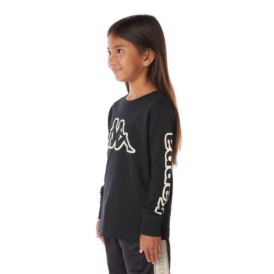Kappa Kids Logo Aby T-Shirt Black Smoke 408H4N662 - Kappa Trainers UK