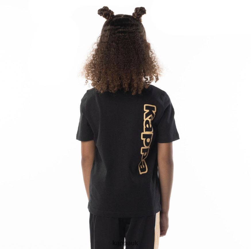 Kappa Kids Logo Aomix T-Shirt Black Smoke Orange 408H4N678 - Kappa Tracksuit UK