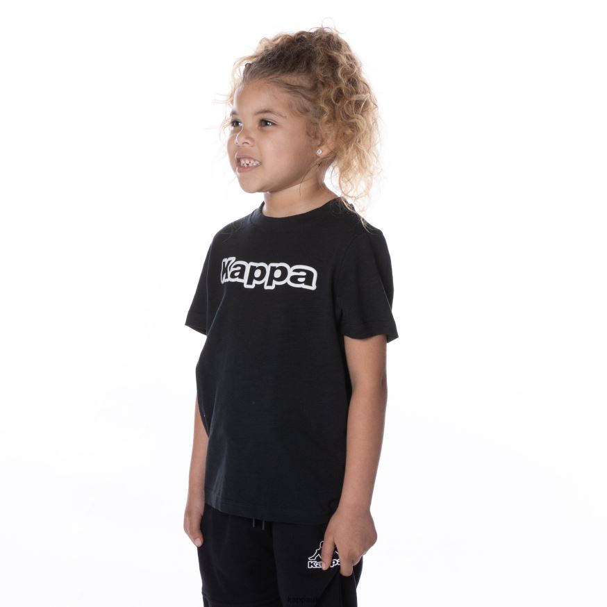 Kappa Kids Logo Cabal T-Shirt Black Smoke 408H4N655 - Kappa UK