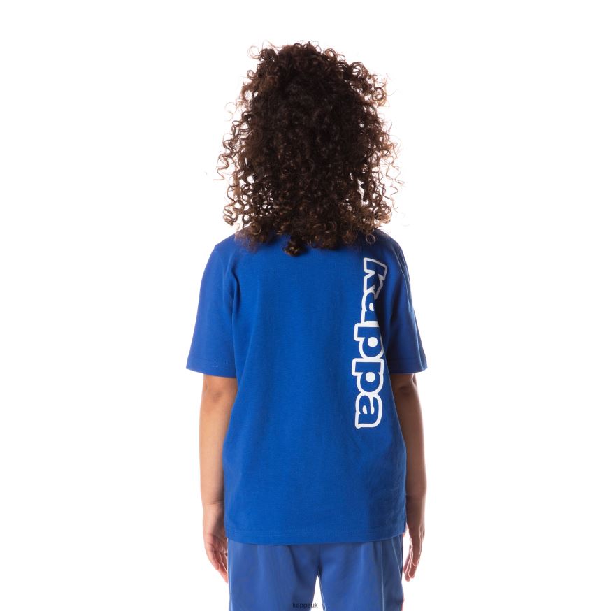 Kappa Kids Logo Tape Aomix T-Shirt Blue 408H4N703 - Kappa UK