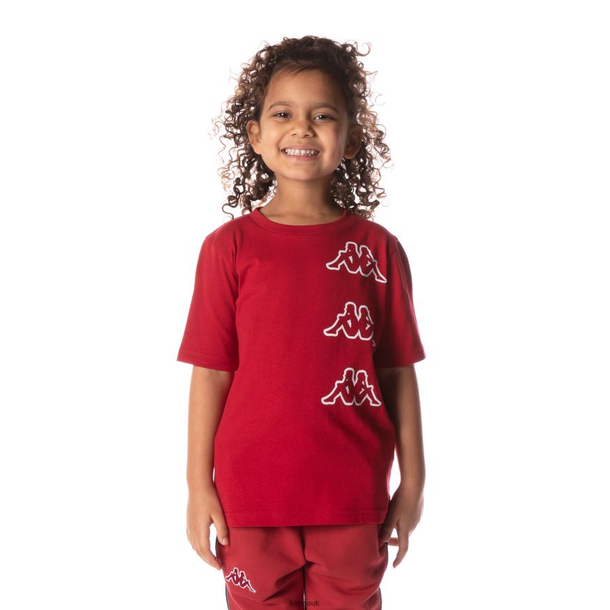 Kappa Kids Logo Tape Aomix T-Shirt Red 408H4N704 - Kappa Trainers UK