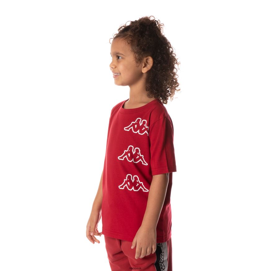 Kappa Kids Logo Tape Aomix T-Shirt Red 408H4N704 - Kappa Trainers UK