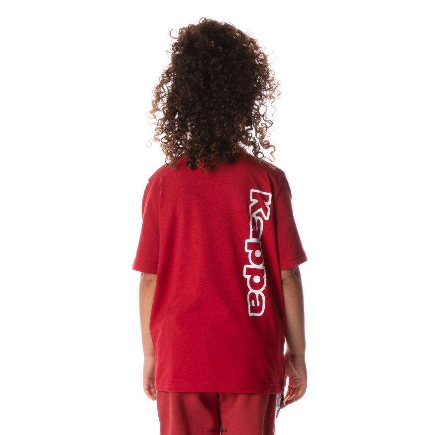 Kappa Kids Logo Tape Aomix T-Shirt Red 408H4N704 - Kappa Trainers UK