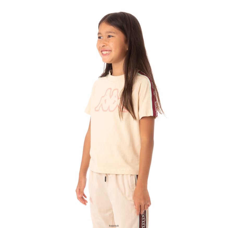 Kappa Kids Logo Tape Avirec 2 T-Shirt Beige 408H4N770 - Kappa Trainers UK