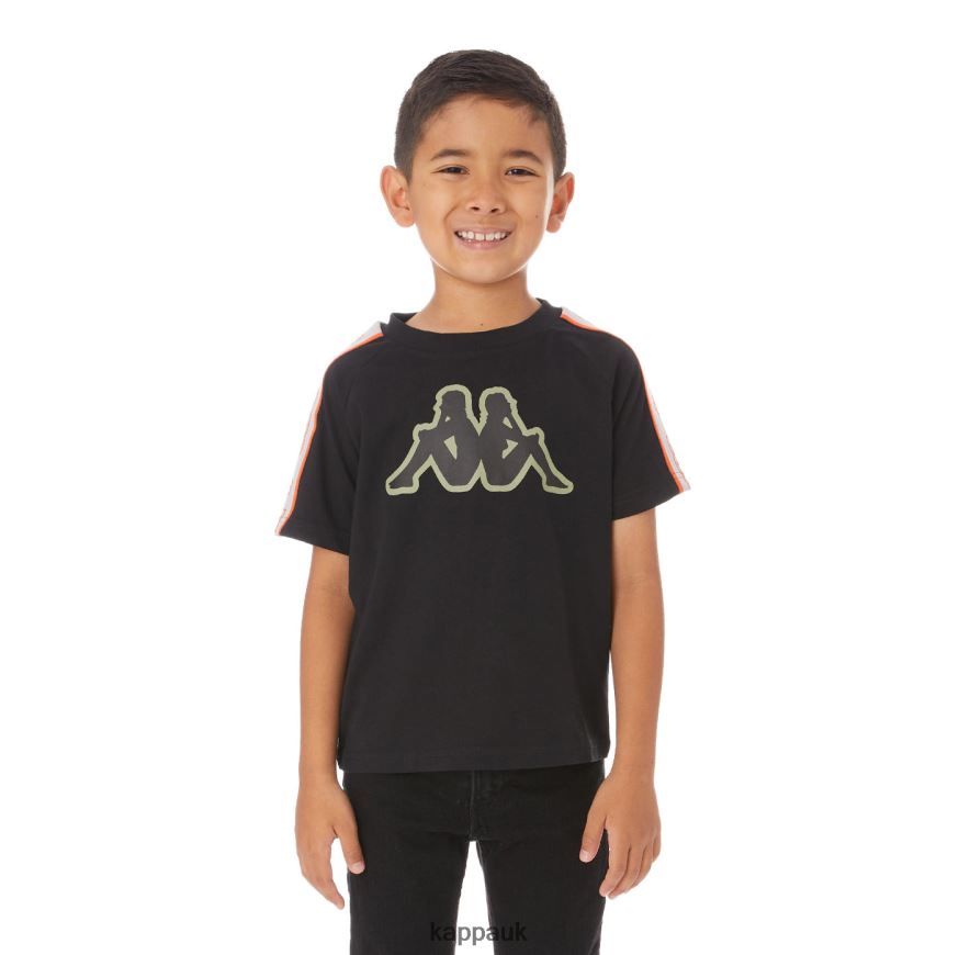 Kappa Kids Logo Tape Avirec 2 T-Shirt Black 408H4N771 - Kappa Tracksuit UK