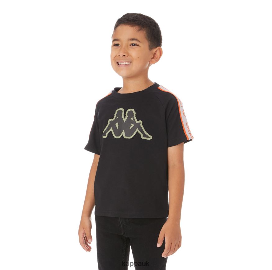 Kappa Kids Logo Tape Avirec 2 T-Shirt Black 408H4N771 - Kappa Tracksuit UK