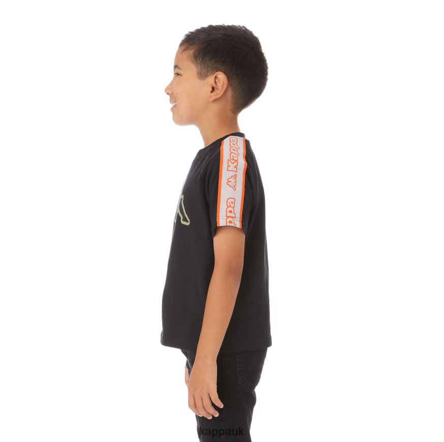 Kappa Kids Logo Tape Avirec 2 T-Shirt Black 408H4N771 - Kappa Tracksuit UK