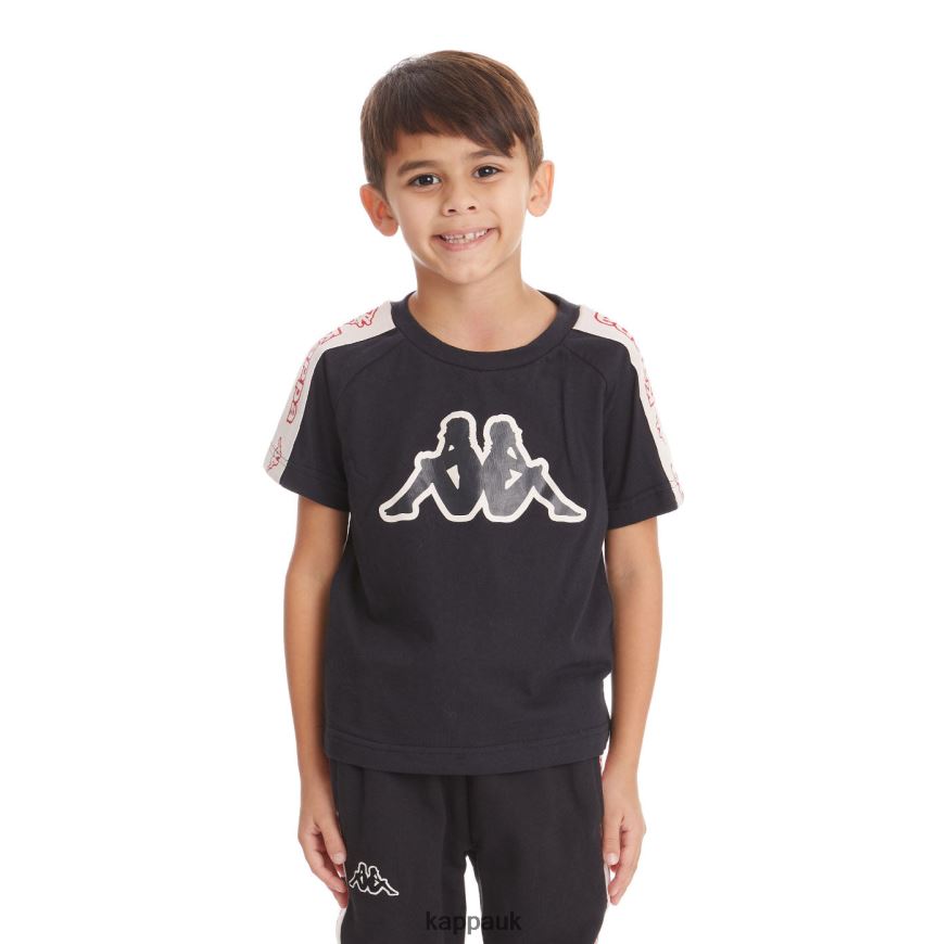 Kappa Kids Logo Tape Avirec 2 T-Shirt Black Smoke 408H4N739 - Kappa UK
