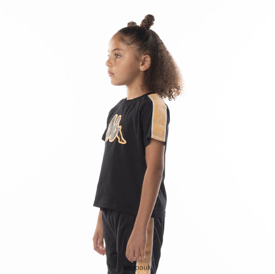 Kappa Kids Logo Tape Avirec 2 T-Shirt Black Smoke Orange 408H4N685 - Kappa UK