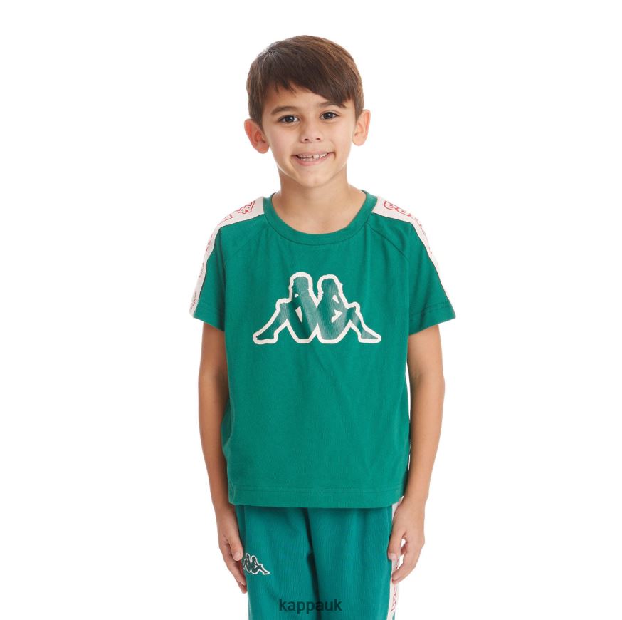 Kappa Kids Logo Tape Avirec 2 T-Shirt Dark Green 408H4N751 - Kappa UK