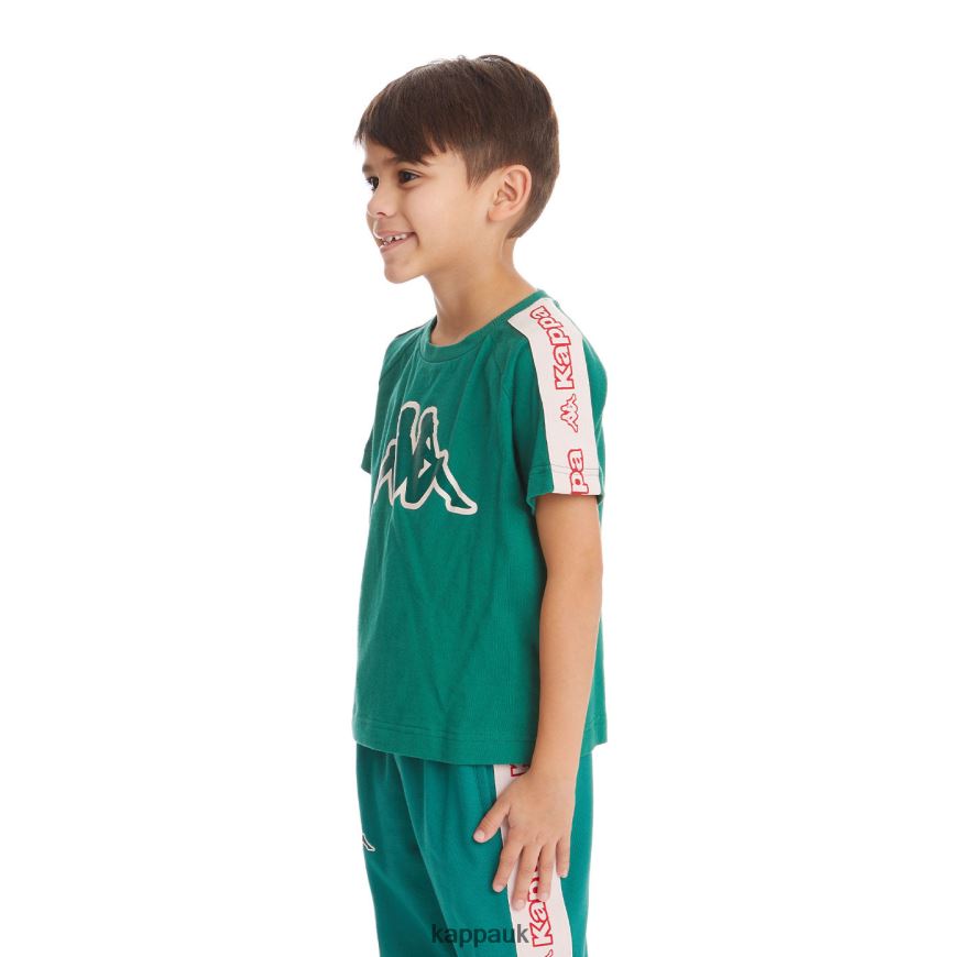 Kappa Kids Logo Tape Avirec 2 T-Shirt Dark Green 408H4N751 - Kappa UK