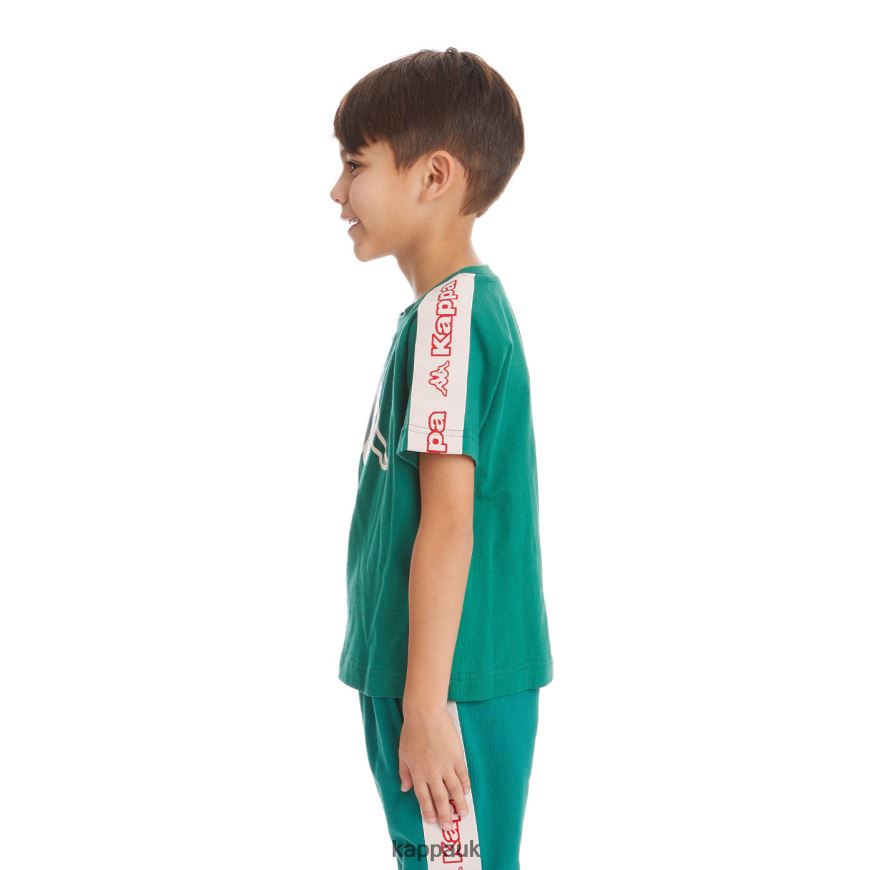 Kappa Kids Logo Tape Avirec 2 T-Shirt Dark Green 408H4N751 - Kappa UK