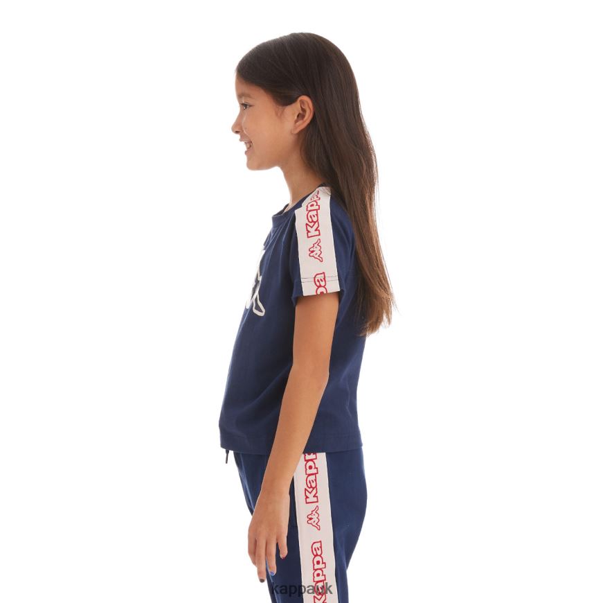 Kappa Kids Logo Tape Avirec 2 T-Shirt Navy 408H4N752 - Kappa Trainers UK