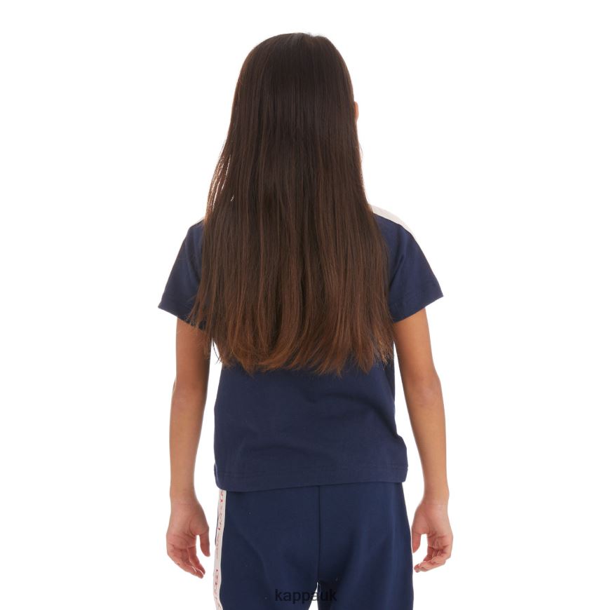 Kappa Kids Logo Tape Avirec 2 T-Shirt Navy 408H4N752 - Kappa Trainers UK