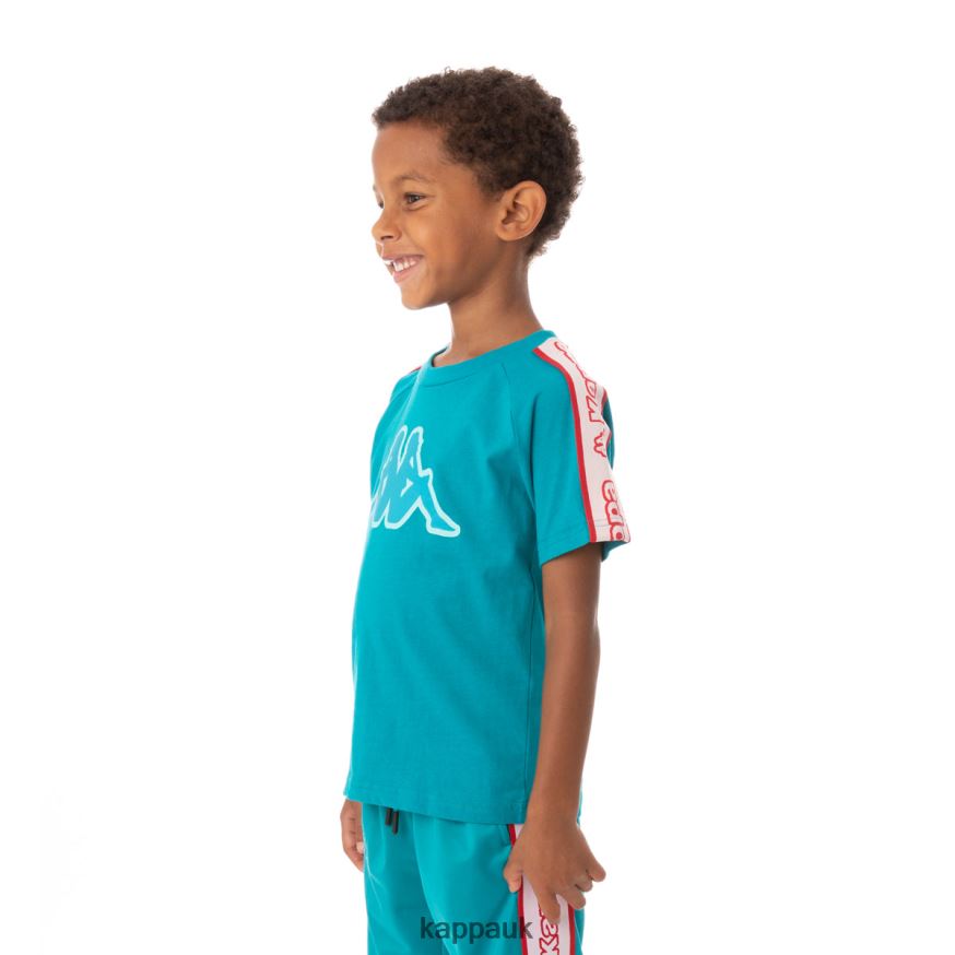 Kappa Kids Logo Tape Avirec 2 T-Shirt Peacock 408H4N769 - Kappa UK