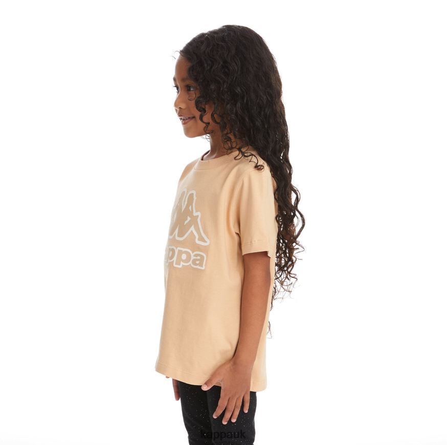 Kappa Kids Logo Tape Bant T-Shirt Beige 408H4N736 - Kappa UK