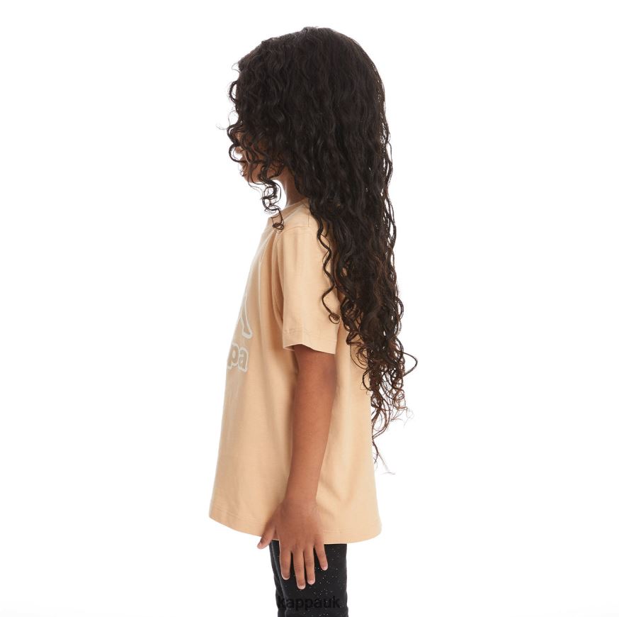 Kappa Kids Logo Tape Bant T-Shirt Beige 408H4N736 - Kappa UK