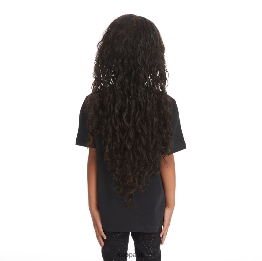 Kappa Kids Logo Tape Bant T-Shirt Black Smoke 408H4N737 - Kappa Trainers UK